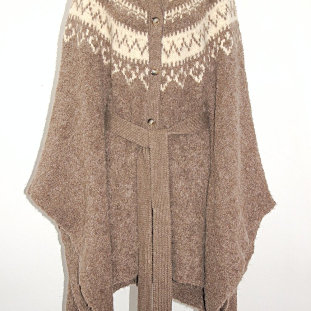 Polo Ralph Lauren Fair Isle Yoke Alpaca Wool Belted Cape Cardigan sz XL/XXL $998 - Picture 7 of 16